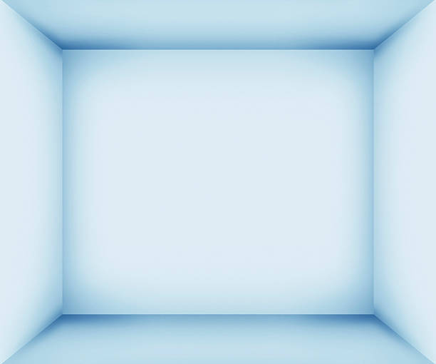 xxxl quarto interior vazio de azul - box 3d - fotografias e filmes do acervo