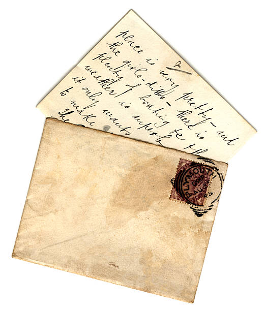 "la lettera e la busta di" - old letter foto e immagini stock