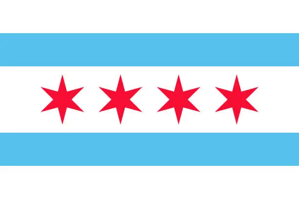 Vector illustration of Chicago - flag