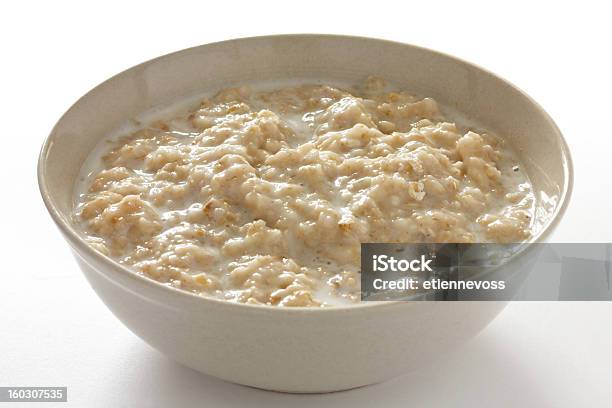 Bowl Of Oats Porridge With Milk Stock Photo - Download Image Now - Oatmeal, Bowl, Breakfast