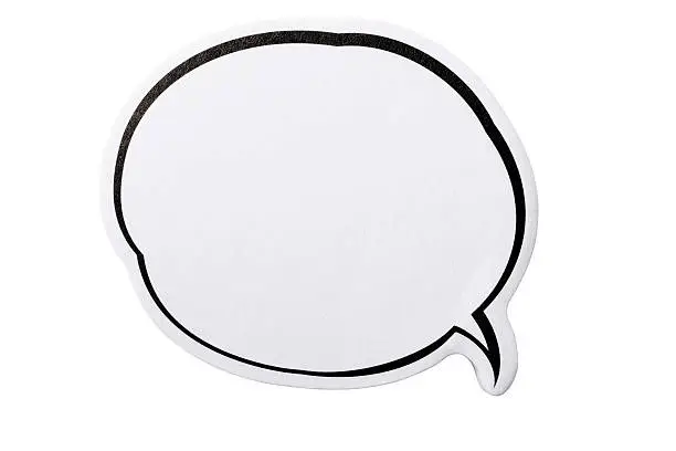 Speech bubble adhesive note isolated on white background with Clipping path.