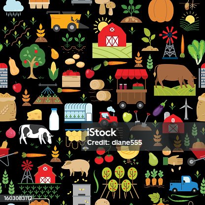 istock Agriculture Elements Seamless Pattern 1603083112
