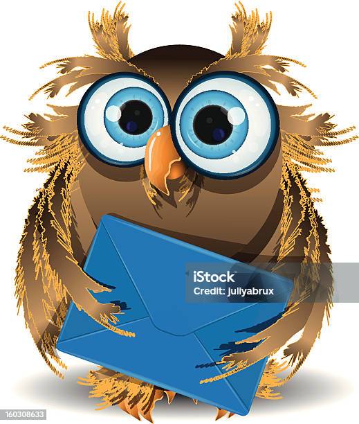 Owl With A Letter Stock Illustration - Download Image Now - Animal, Bird, Brown