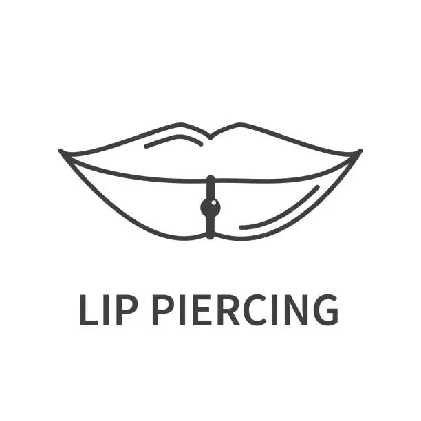 Vector illustration of Lip piercing mouth barbell ring jewelry icon