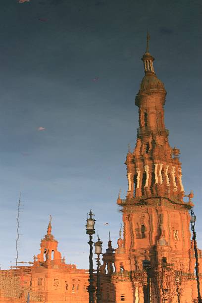 plaza de espana, em sevilha, na espanha. - national landmark architectural styles sevilla seville - fotografias e filmes do acervo