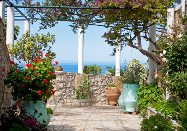istock Paleokastritsa Monastery courtyard, Corfu, Greece 1603120616