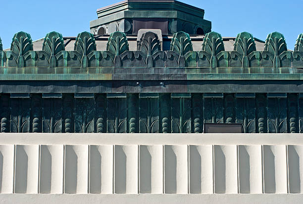 American Architecture / California: Griffith Park Observatory Los Angeles L.A. USA Los Angeles, USA - The copper frieze decoration atop Griffith Observatory in Griffith Park, Los Angeles, California, USA. Preliminary Design: Russell W. Porter. Architects: John C. Austin, Frederick M. Ashley. Year: 1935 griffith park photos stock pictures, royalty-free photos & images