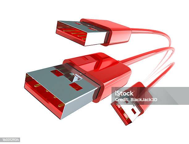 Conectores Usb Cable Foto de stock y más banco de imágenes de Cable USB - Cable USB, Tridimensional, Blanco - Color