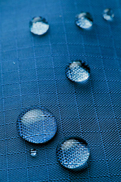 droplets on waterproof fabric stock photo