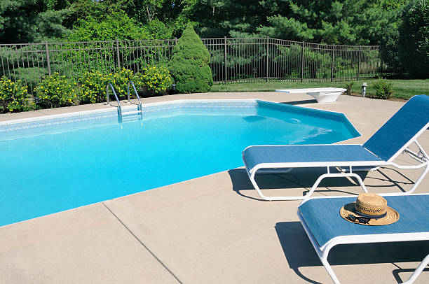Backyard Swimming Pool Retreat stock photo