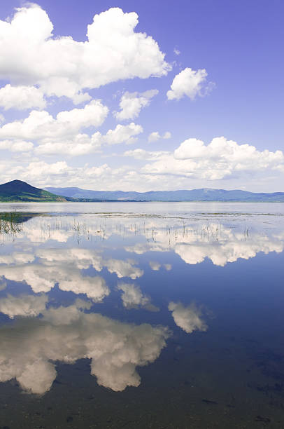 Clouds reflected on the lake surface