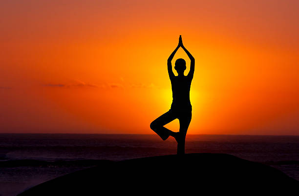 istock Woman doing yoga on the rock 160313357