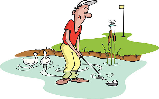 goofy 골퍼 5 - water hazard illustrations stock illustrations