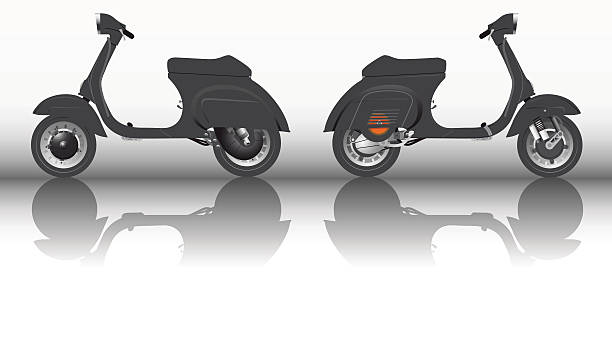 ilustrações de stock, clip art, desenhos animados e ícones de scooter vintage italienvespa noire - vespa scooter