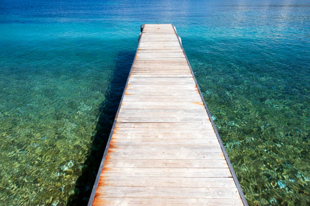 istock Old wooden jetty from Akoli Beach, Corfu, Greece 1603149309