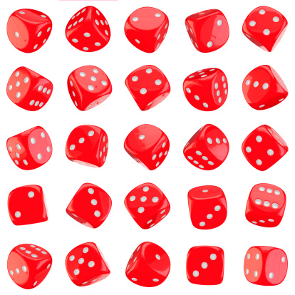 Red dice icons isolated on the white background