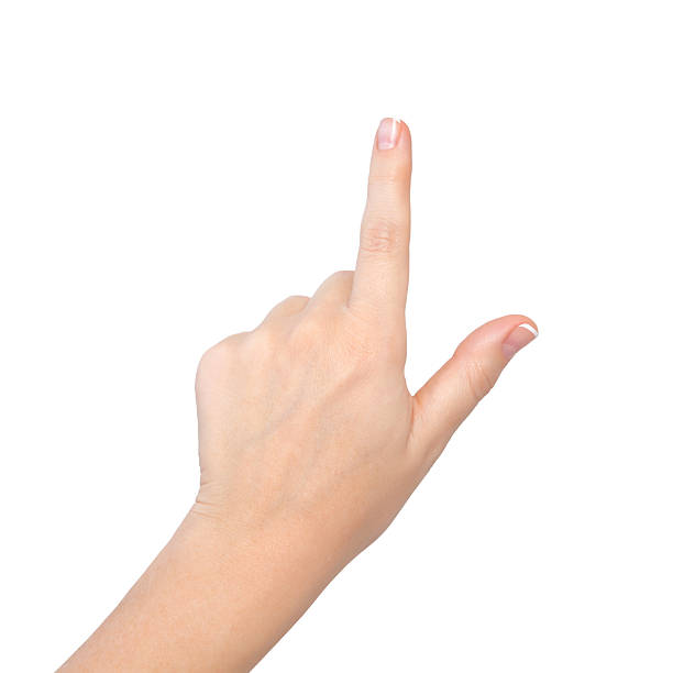 istock Female hand pointing on a white background 160320605