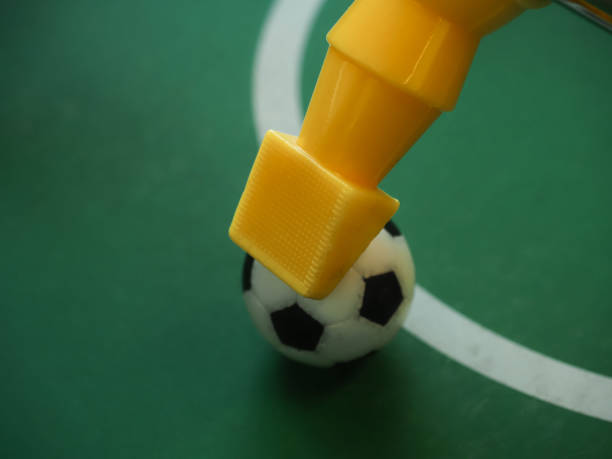 istock Table football game close up player and soccer 1603207807