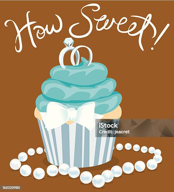 Whimsical Wedding Cupcake Stock Illustration - Download Image Now - Blue, Turquoise Colored, Vector