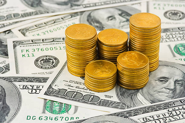 istock Stacks of coins on money 160321179
