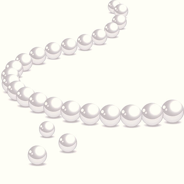 String of pink pearls with three lose ones in front vector art illustration