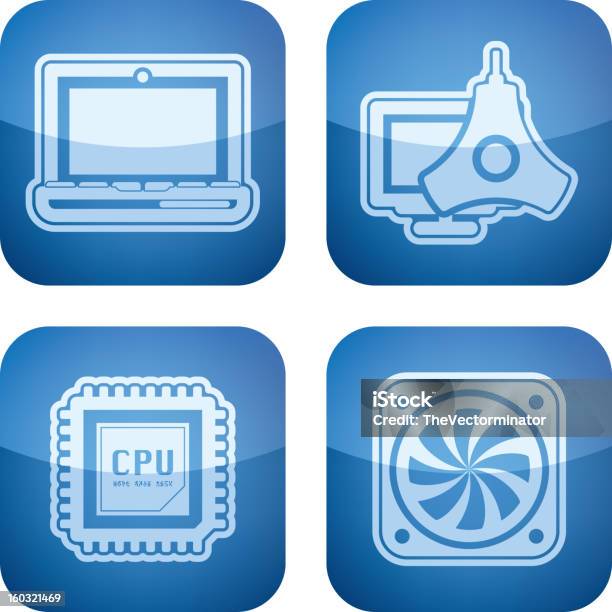 Computer Teilen Stock Vektor Art und mehr Bilder von Accessoires - Accessoires, Blau, CPU