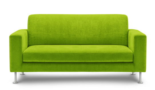 light green sofa isolated on white background