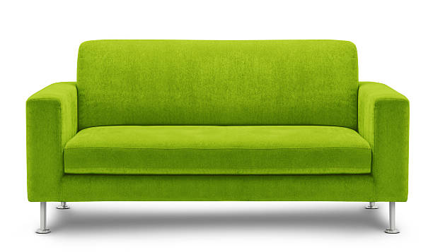 Modern green sofa design on white background stock photo