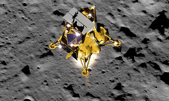 Luna 25 lander Russian lunar exploration program 3D render.