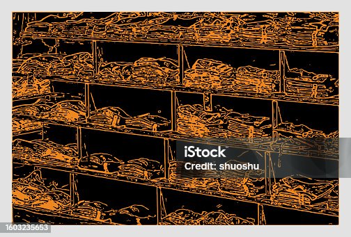 istock abstract art outline woodcut style clothing display in cabinets 1603235653