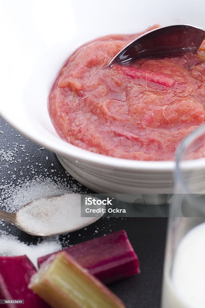 Rhubarb Compote A bowl of homemade rhubarb compote. Bowl Stock Photo