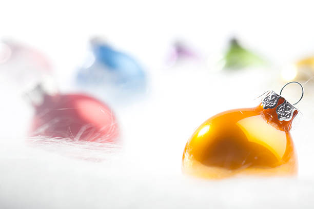 istock Orange Christmas bauble in decorative snow 160323750