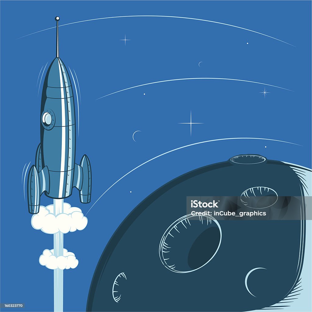 Deep space retro rocket - Lizenzfrei Auspuff Vektorgrafik
