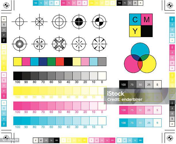 Drukowanie I Cmyk Elementy - Stockowe grafiki wektorowe i więcej obrazów CMYK - CMYK, Maszyna drukarska, Próbnik kolorów