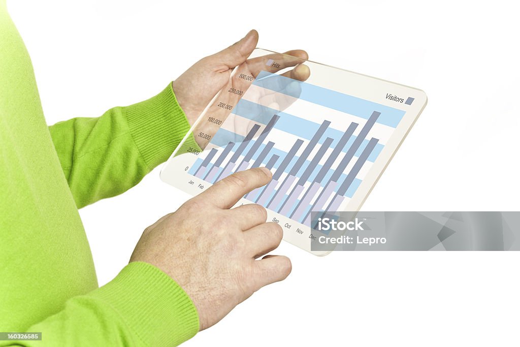 Homem mãos usando computador tablet - Royalty-free Tablet digital Foto de stock