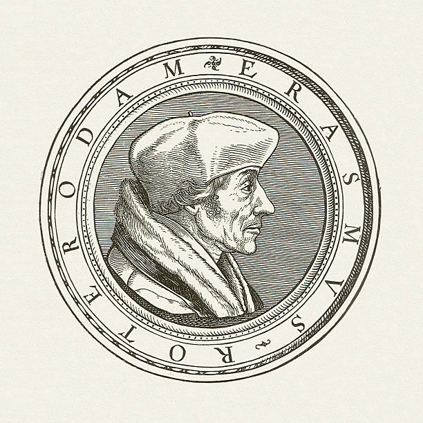 ilustraciones, imágenes clip art, dibujos animados e iconos de stock de erasmo de róterdam (1466-1536 - humanism