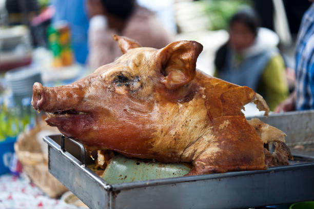 Roast Whole Pig Or Hornado From An Ecuadoran Market In The Andes