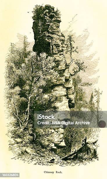 Chimney Rock Ilha Mackinac Parque Estatal Michigan - Arte vetorial de stock e mais imagens de Chaminé - Estrutura Feita pelo Homem