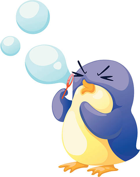 illustrations, cliparts, dessins animés et icônes de bulles de soufflage penguin - soap sud water froth bubble