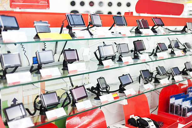 istock Store display of navigational systems for cars 160329991