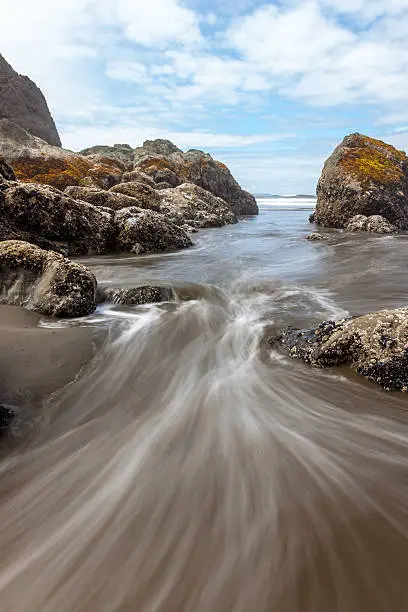 Rushing incoming tide at Ruby Beach, Olympic National Park