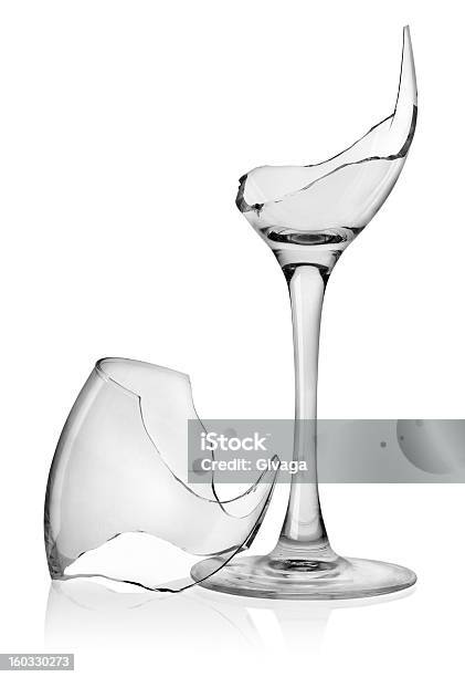 Broken Wine Glass Stock Photo - Download Image Now - Drinking Glass, Broken, Wineglass