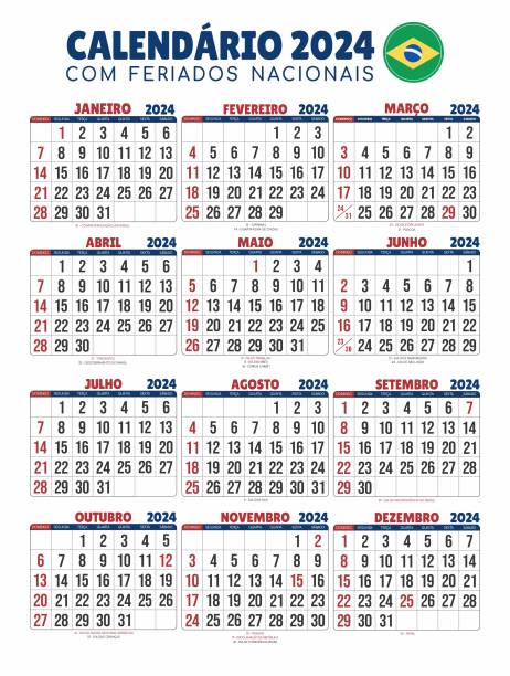 Calendario 2024 - Todos os meses - Portugues, Portuguese Calendario 2024 - Todos os meses - Portugues, Portuguese portugues stock illustrations