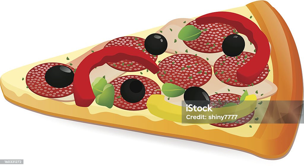 Isolierte Vektor (Runde italienische Pizza slice) mit salami, Oliven, beacon - Lizenzfrei Ananas Vektorgrafik
