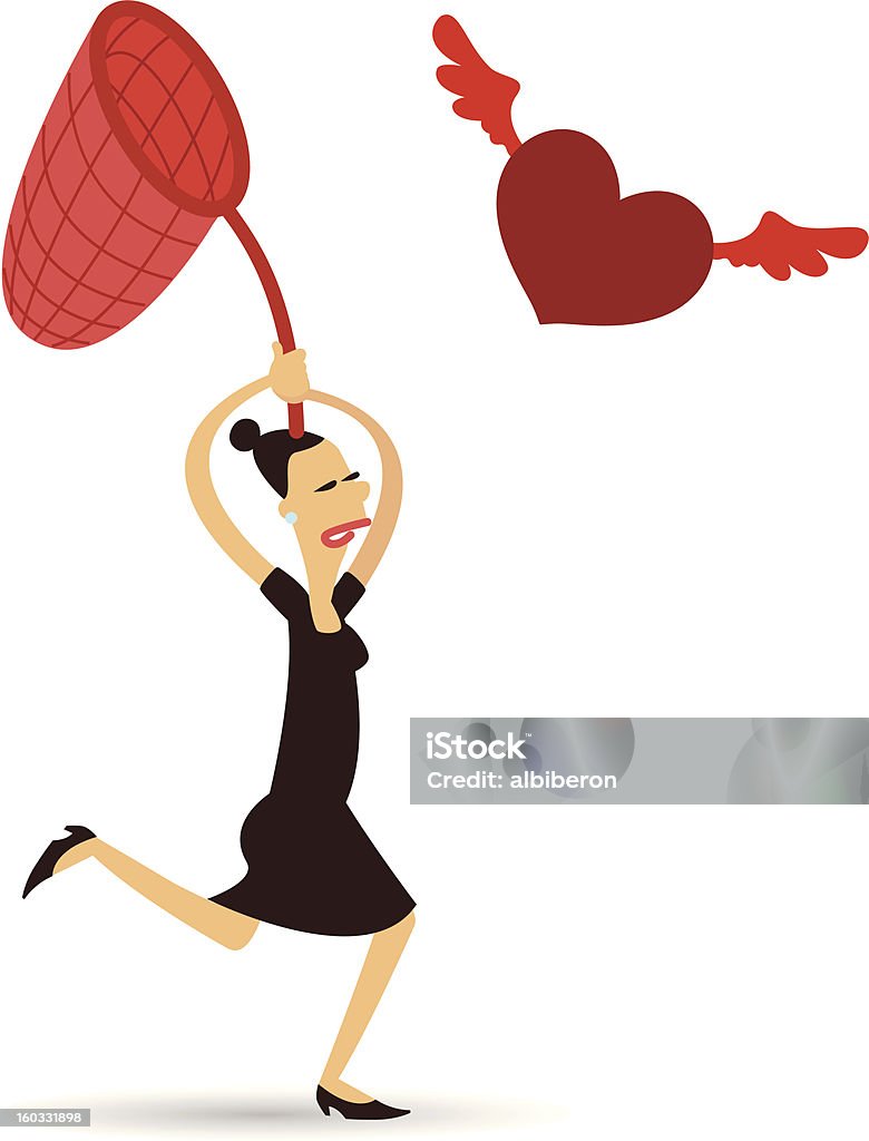 Mujer corriendo después de amor - arte vectorial de Adulto libre de derechos