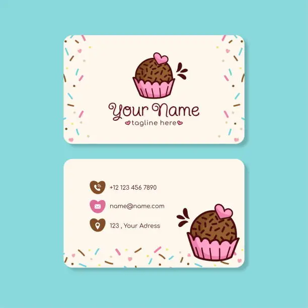 Vector illustration of Cute business card template