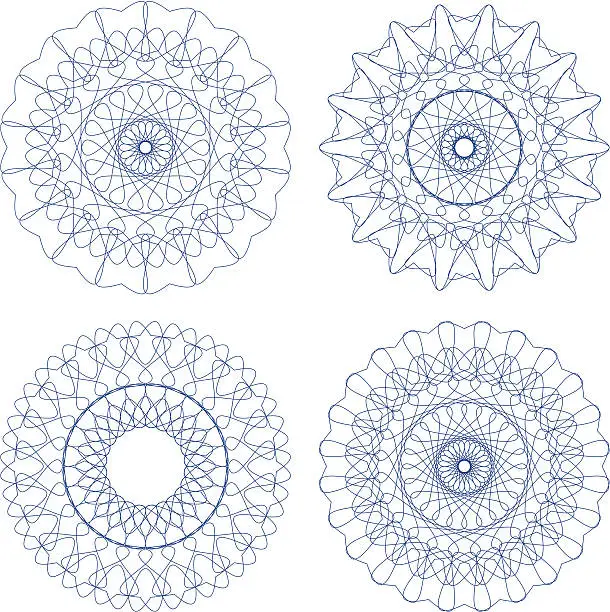 Vector illustration of Set of vector guilloche rosettes