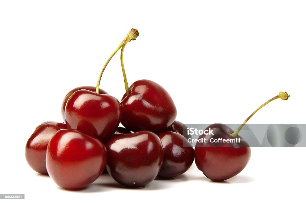 Cherry handful Handful of a red cherry on a white background Berry Stock Photo