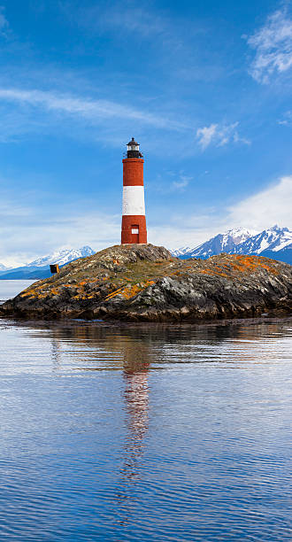 Argentina Ushuaia bay at Beagle Channel with Les Eclaireurs Lighthouse http://farm5.static.flickr.com/4013/4406401903_8d738393a9_o.jpg les eclaireurs lighthouse photos stock pictures, royalty-free photos & images