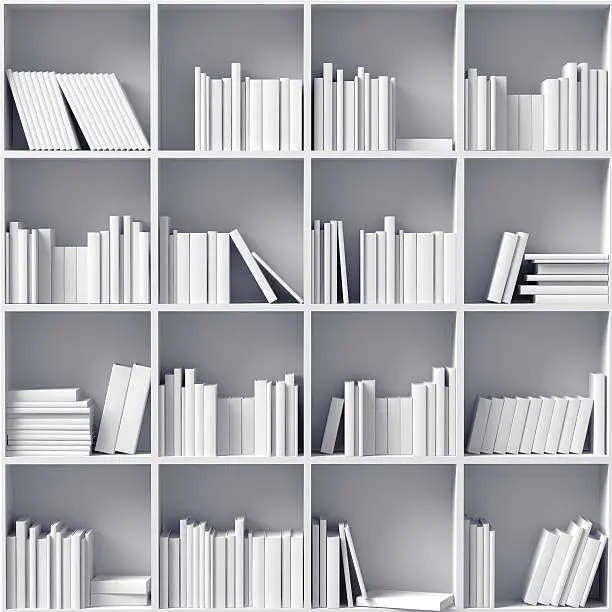 white bookshelves (illustrated concept)